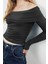 Kadın Moda Şık Üst Giyim Crop Carmen Yaka Slim Kalıp Örme Kısa Esnek Bluz 2