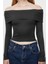 Kadın Moda Şık Üst Giyim Crop Carmen Yaka Slim Kalıp Örme Kısa Esnek Bluz 1