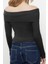 Kadın Moda Şık Üst Giyim Crop Carmen Yaka Slim Kalıp Örme Kısa Esnek Bluz 5