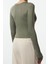 Kadın Moda Şık Üst Giyim Crop Bisiklet Yaka Slim Kalıp Örme Viskon Esnek Bluz 5