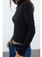Kadın Moda Şık Regular Balıkçı Yaka Fitted Kalıp Örme Büzgü Drape Detaylı Vücuda Oturan Bluz 3