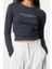 Stil Kadın Baskılı Vücuda Oturan Esnek Bluz Crop Örme Slim Kalıp 2