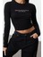 Stil Kadın Baskılı Vücuda Oturan Esnek Bluz Crop Örme Slim Kalıp 1