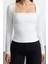 Stil Kadın Büzgü Drape Detaylı Vücuda Oturan Bluz Örme Slim Kalıp 3