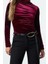 Stil Kadın Kadife Drapeli Fitted Vücuda Oturan Boy Bluz Regular Örme Slim Kalıp 2