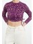 Stil Kadın Baskılı Fitted Büzgü Drape Detaylı Esnek Bluz Standart Örme Slim Kalıp 1