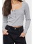 Stil Kadın Düğme Detaylı Fitted Vücuda Oturan Fitilli Orta Bluz Crop Örme Slim Kalıp 1