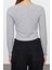 Stil Kadın Düğme Detaylı Fitted Vücuda Oturan Fitilli Orta Bluz Crop Örme Slim Kalıp 4