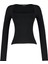 Kadın Moda Şık Crop Kare Yaka Slim Kalıp Örme Pamuklu Esnek Fitted Vücuda Oturan Esnek Bluz 1