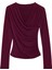Kadın Regular Kruvaze Yaka Slim Kalıp Örme Büzgü Drape Detaylı Fitted Vücuda Oturan Kollu Esnek Bluz 1
