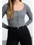 Stil Kadın Fitted Vücuda Oturan Havuz Yaka Esnek Bluz Crop Örme Slim Kalıp 1
