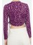 Stil Kadın Baskılı Fitted Büzgü Drape Detaylı Esnek Bluz Standart Örme Slim Kalıp 4