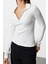 Stil Kadın Triko Yaka Detaylı Fitted Vücuda Oturan Fitilli Esnek Bluz Regular Örme Slim Kalıp 1