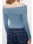 Kadın Moda Şık Üst Giyim Crop Carmen Yaka Slim Kalıp Örme Kısa Esnek Bluz 4