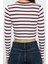 Kadın Moda Şık Crop Bisiklet Yaka Slim Kalıp Örme Çizgili Viskoz Yumuşak Kumaşlı Fitted Esnek Bluz 5