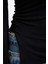 Kadın Moda Şık Üst Giyim Crop Dik Yaka Slim Kalıp Örme Fitted Büzgü Drape Detaylı Bluz 4