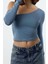 Stil Kadın Tek Omuz Pamuklu Fit Bluz Crop Örme Slim Kalıp Düşük Kol 1