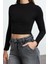Stil Kadın Siyah-Beyaz-Vizon 3lü Paket Vücuda Oturan Bluz Crop Örme Fitted Kalıp 3