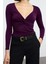 Stil Kadın Büzgü Drape Detaylı Fitted Vücuda Oturan Kollu Esnek Bluz Crop Örme Slim Kalıp 1