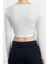 Kadın Moda Şık Crop Kare Yaka Slim Kalıp Örme Biye Detaylı Fitted Vücuda Oturan Interlok Bluz 5