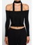 Kadın Moda Şık Crop Carmen Yaka Slim Kalıp Örme Fitilli Şal Detaylı Fitted Vücuda Oturan Esnek Bluz 5