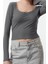 Stil Kadın Kare Yaka Dantel Detaylı Kısa Bluz Crop Örme Slim Kalıp 2