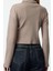 Kadın Moda Şık Üst Giyim Super Crop Dik Yaka Slim Kalıp Örme Fitted Vücuda Oturan Crop Esnek Bluz 4