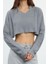 Kadın Moda Şık Üst Giyim Super Crop V Yaka Düşük Kol Relaxed Kalıp Örme Kol Triko Görünümlü Bluz 3