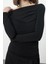 Kadın Regular Asimetrik Yaka Slim Kalıp Örme Büzgü Drape Fitted Vücuda Oturan Kollu Esnek Bluz 2