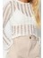 Kadın Moda Şık Üst Giyim Crop Bisiklet Yaka Ispanyol Kol Regular Kalıp Örme Fileli Slim Fit Bluz 2