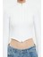 Stil Kadın Fitted Vücuda Oturan Fermuarlı Esnek Bluz Crop Örme Regular Kalıp 2