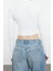 Stil Kadın Fitted Vücuda Oturan Fermuarlı Esnek Bluz Crop Örme Regular Kalıp 4