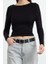 Kadın Moda Şık Üst Giyim Crop Bisiklet Yaka Fitted Kalıp Örme Büzgü Drape Detaylı Vücuda Oturan Bluz 2