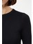 Kadın Moda Şık Crop Bisiklet Yaka Slim Kalıp Örme Siyah Viskoz Yumuşak Kumaşlı Fitted Esnek Bluz 4