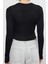 Kadın Moda Şık Crop Bisiklet Yaka Slim Kalıp Örme Siyah Viskoz Yumuşak Kumaşlı Fitted Esnek Bluz 5
