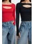 Kadın Crop Bisiklet Yaka Slim Kalıp Örme 2li Cut Out Detaylı Fitted Vücuda Oturan Fitilli Esnek Bluz 2