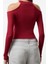 Stil Kadın Carmen Yaka Choker Detaylı Fitted Vücuda Oturan Fitilli Bluz Crop Örme Slim Kalıp 5