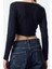 Stil Kadın Biye Detaylı Fitted Vücuda Oturan Interlok Bluz Crop Örme Slim Kalıp 5