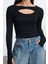 Kadın Crop Bisiklet Yaka Slim Kalıp Örme 2li Cut Out Detaylı Fitted Vücuda Oturan Fitilli Esnek Bluz 4