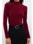 Kadın Moda Şık Regular Dik Yaka Slim Kalıp Örme Fitted Vücuda Oturan Kollu Fitilli Esnek Bluz 2