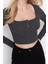 Stil Kadın Düğme Detaylı Fitted Vücuda Oturan Fitilli Esnek Bluz Crop Örme Slim Kalıp 1