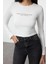 Stil Kadın Baskılı Vücuda Oturan Esnek Bluz Crop Örme Slim Kalıp 3