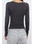 Stil Kadın Fitted Vücuda Oturan Büzgü Drape Detaylı Esnek Bluz Crop Örme Slim Kalıp Düşük Kol 5