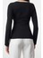 Stil Kadın Biye Detaylı Fitted Vücuda Oturan Bluz Regular Örme Slim Kalıp Reglan Kol 4