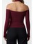 Kadın Moda Şık Crop Carmen Yaka Slim Kalıp Örme Fitilli Şal Detaylı Fitted Vücuda Oturan Esnek Bluz 4