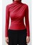 Stil Kadın Büzgülü Kare Yaka Vücuda Oturan Esnek Bluz Crop Örme Slim Kalıp 3