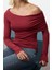 Kadın Moda Şık Üst Giyim Regular Asimetrik Yaka Slim Kalıp Örme Fitted Vücuda Oturan Esnek Bluz 2