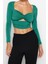 Stil Kadın Pencere Cut Out Detaylı Bluz Crop Örme Fitted Kalıp 1