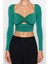 Stil Kadın Pencere Cut Out Detaylı Bluz Crop Örme Fitted Kalıp 3