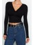 Stil Kadın Pamuklu Göğsü Büzgülü Fitted Vücuda Oturan Boy Bluz Regular Örme Slim Kalıp 4